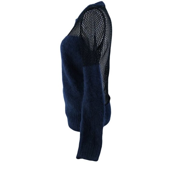 AllSaints Minako Angora Mesh Sweater Navy Blue Size 4 Small - Picture 7 of 15